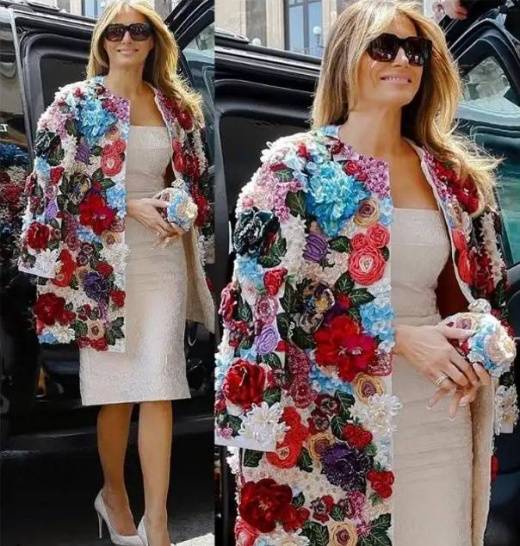 На Мелании Трамп цветочное пальто от Dolce & Gabbana